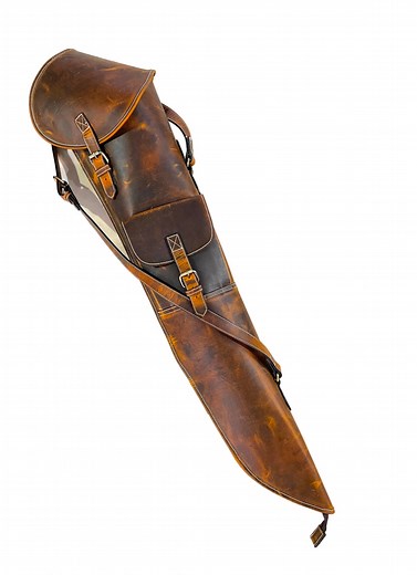 Western Leather Rifle Scabbard Case With Adjustable Strap, 28" Brown Barrel & 56 Mm Large Scope With 1-1/2 Inch Turrets Secure on a Horse - Etsy
