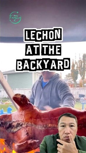 A Man Doing Lechon At The Backyard #pinoyfood #lechon #litson #litsonathebackyard