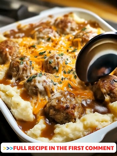5.5K views · 58 reactions | Meatball  and Mashed Potato Bake  A hearty, cheesy comfort dish with juicy meatballs, creamy mashed potatoes, and rich gravy all baked to bubbly perfection. Ingredients : * 1 lb frozen or homemade meatballs, fully cooked * 4 cups mashed potatoes (fresh or leftover) * 1½ cups brown gravy (store-bought or homemade) ..... Full Recipe in Coʍmеոτ   | The Storybook Of Pixels and Colors | Facebook