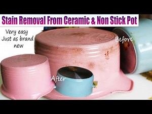 How To Clean Stained Back Of Ceramic Pot | Cleaning Ceramic Pot And Non Stick Cookware