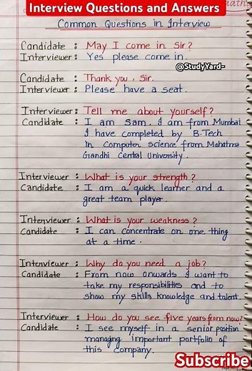 Interview Questions and answers l interview l common interview Questions and answer
