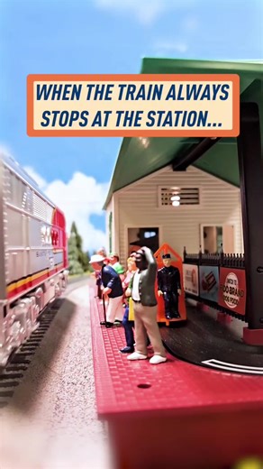 That awkward moment when your Lionel Train stops at the station but nobody moves.... 😬 #lioneltrains #traintok #ogaugetrains #trains #modeltrains