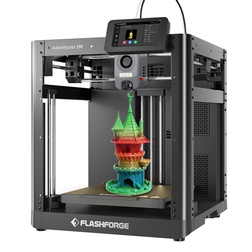 Flashforge Adventurer 5M 3D Printer, Fully Auto Leveling & 600mm/s High Speed Printing, Black