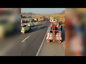 NB 15 Freeway remains closed between Barstow and Baker after fiery crash involving semitruck