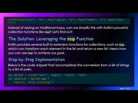 How to Use map in Kotlin to Convert a List to a List of Pairs