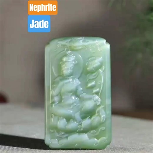 green nephrite jade pendant (Buddhism/lotus/dragon) *Email River Rivera--usdirectbuy (USA) warehouse
