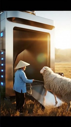 sheep into a futuristic stainless steel meat processing 4