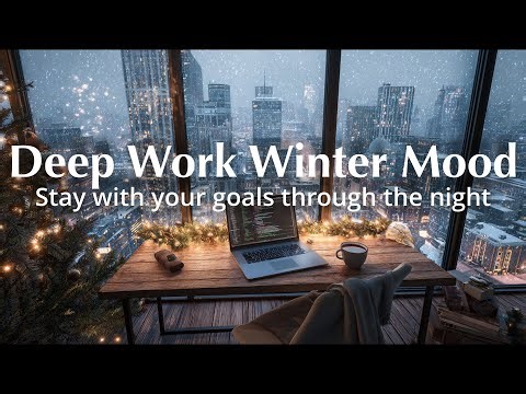 Winter Night Coding Ambience — 8H Deep Focus Minimal Techno • Snowy City Lights View