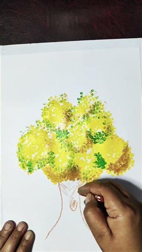 How to paint a yellow tree with acrylic paint.#withoutbrush #treandingreels #acrylicpainting