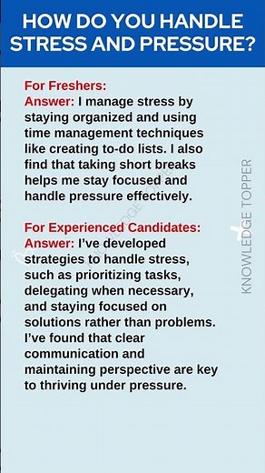 How Do You Handle Stress and Pressure | Common Job Interview Questions and Answers