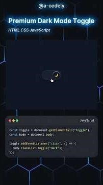 Build Premium Dark Mode Toggle with HTML CSS JS ⚡ #shorts