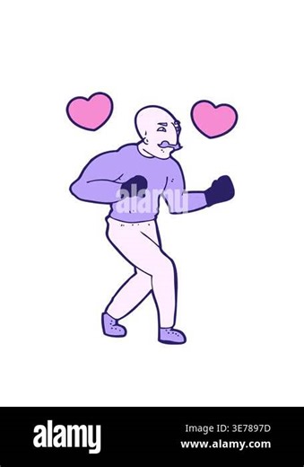 spinning hearts animation of cartoon victorian boxer Stock Video Footage - Alamy