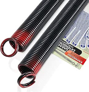 Pair of 150lb. Heavy Duty Garage Door Extension Springs Stretch Springs, 25" Long,Double Loop Ends, High Precision Electrophoresis Black Coated, MIN 16,000 Cycles, for 7ft High Garage Doors
