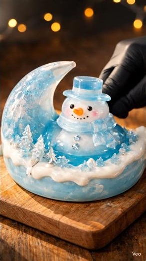 “Light blue & white Snowman cake — perfect winter treat! ☃️✨”