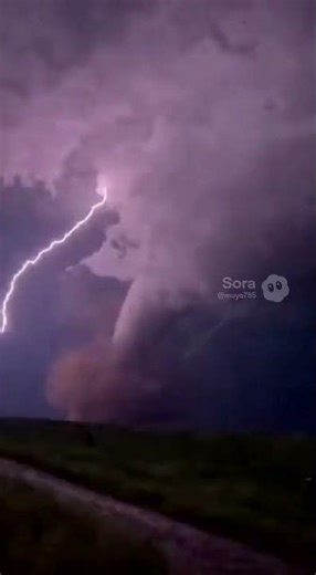 Lightning Reveals Tornado in the Dark — Chilling Night Footage