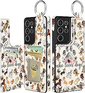 Shorogyt for Samsung S21 Ultra Wallet Case with Card Holder - Cute Designer Dog Lover Pattern Kickstand Magnetic Clasp Back Flip Folio Leather Phone Cases for Women Men Girls for Galaxy S21 Ultra
