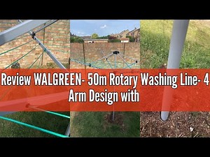 Review WALGREEN- 50m Rotary Washing Line- 4 Arm Design with Adjustable Height- Clothes Line for Effi