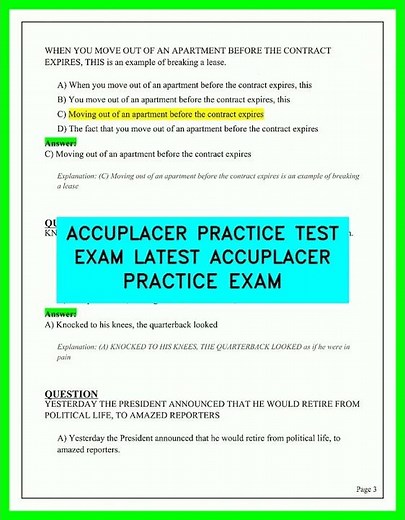 ACCUPLACER PRACTICE TEST EXAM LATEST PRACTICE EXAM VIDEO 2026 UPDATED QUESTIONS AND ANSWERS 2026!