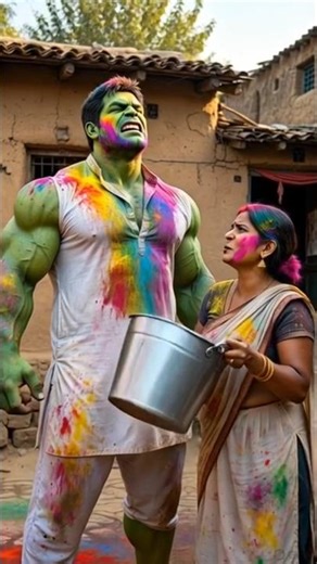 Hulk aur Bhabhi: Holi ka Full Comedy Show #ai #aishort #holi #funnyshorts #trending #hulkfunny