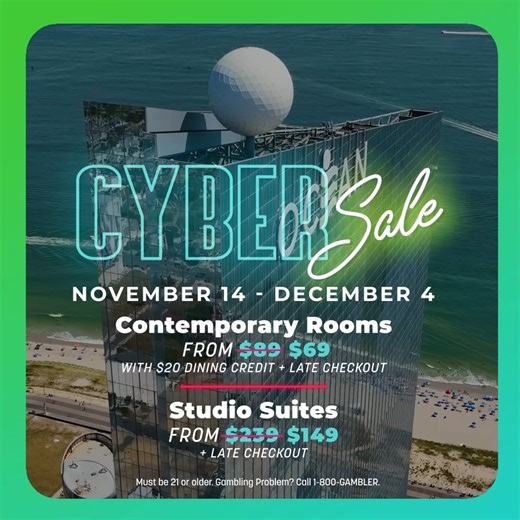 🚨 CYBER SALE 🚨 Overnight stays sell out fast - enjoy our best rates of the season and book your preferred dates in advance. Now's your chance to take advantage of these great savings. Don't miss out: https://bit.ly/3OKrgAo! | Ocean Casino Resort