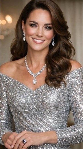princess Catherine in silver glitter dress #catherine