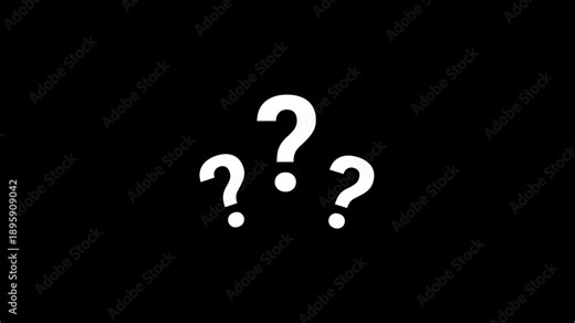 Clean animated question mark symbols on a transparent background, suitable for explainer videos, presentations, tutorials, educational content, and problem-solving concepts in modern motion graphics.
