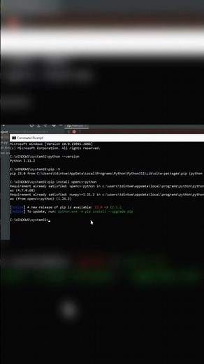 How to install opencv for pyhthon using CMD#opencvpython #opencv #short#python #coding #programming