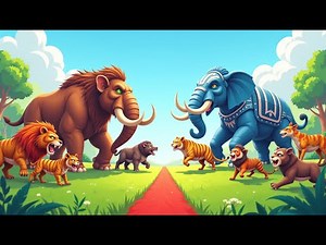 Modern Mammals vs Cenozoic Beasts Size Comparison Mammoth T-Rex Vs Elephant Tiger Animal Epic Battle