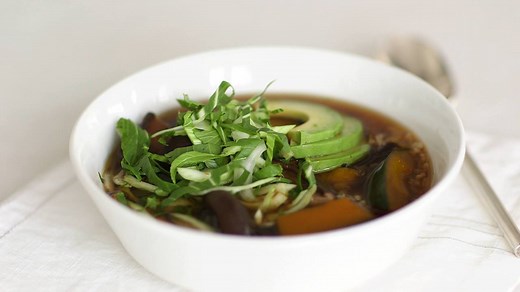How does a warm, nourishing soup sound? This week on Healthy Appetite, Shira Bocar cooks up a brothy brown rice bowl with squash and shiitakes. http://ow.ly/VShn30hhFdm | Martha Stewart