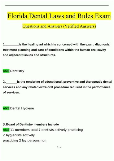 Florida Dental Laws and Rules Exam Questions and Answers 2024 2025 Verified Answers pdf video