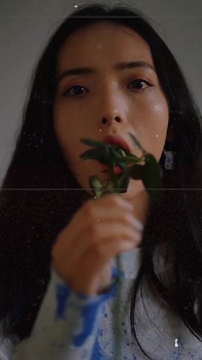 Creative Blue Abstract Art Process with Rose