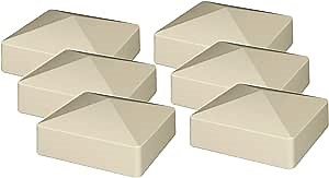 6-Pack Tan/Almond PVC Vinyl 4 inch x 4 inch External Pyramid Post Cap