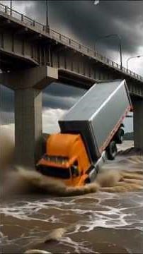 💥 “Truck Plunges Off Bridge Into Raging Flood! Unbelievable Disaster Caught on Camera!”#flood