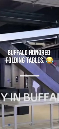 The Bills really put a 20-foot broken folding table inside the new stadium. Bills Mafia. 🦬😂