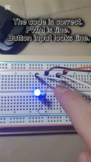 The led is frozen. But everything looks correct! #diy #arduino #led #pushbuttonswitch