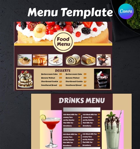 Restaurant Menu Template | Editable Canva Design (instant Download) - Etsy