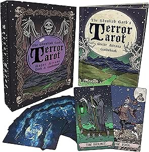 The Ghoulish Garb Terror Tarot Card Deck - 23 Card Major Arcana Halloween Tarot Cards and Guidebook Occult Gothic Oracle Cards for Beginners with Guide Book Oracle Decks