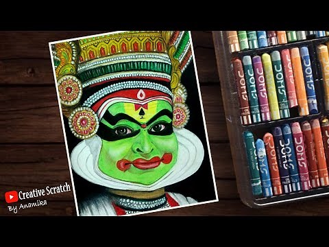 Easy Kathakali Drawing | Oil Pastel | Beginners | Step by Step | Onam festival special drawing