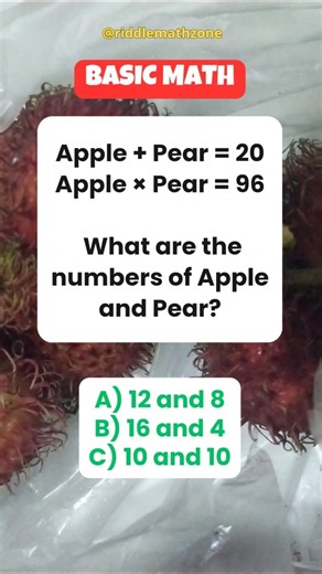 What are the number of apples & pear? #maths #riddles #algebra #shorts