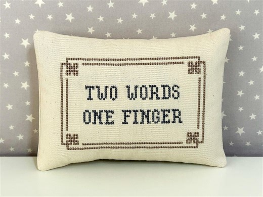 Custom Embroidered Pillow: Personalized Cross Stitch Text Cushion, Needlepoint Pillow - Etsy