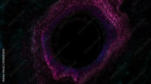 Dramatic artistic background video of movement black hole in outer space. Abstract dark texture with galaxy and infinity. Cosmic wallpaper. Fluid art. Stock Video