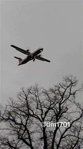 ATR42-600 on a windy final approach at EGLL/LHR via runway 27R and operated by Loganair