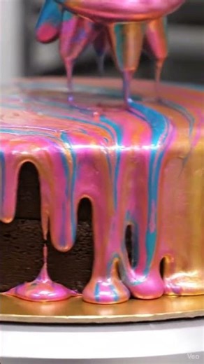 Mesmerizing Metallic Mirror Glaze Drip Cake 😍 | Hyper-Shiny Gold & Neon Pink Cake Art