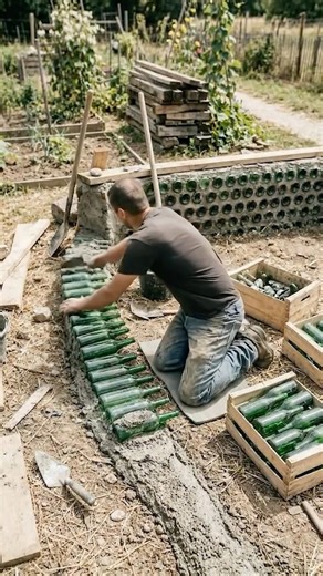 He Built a Shower From Glass Bottles