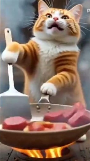 Cat Cooking Vegetable and beef #cat #catcookingshow #catcooking