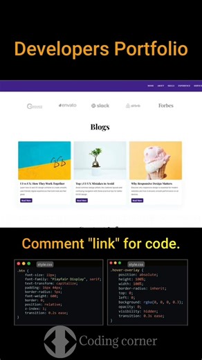 developers portfolio using HTML CSS JavaScript #coding #viral #webdesign #shorts