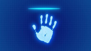 Scanning Handprint Animation. Scan for Recognition. Criminal Record Search. 4K