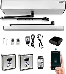 Olideauto Smart WiFi Automatic Door Opener with TUYA WiFi Device and Waterproof Touchless Wireless Hand Wave Sensor Switch,Automatic Door Closer Workable with Alexa,Google Assistant,Phone APP