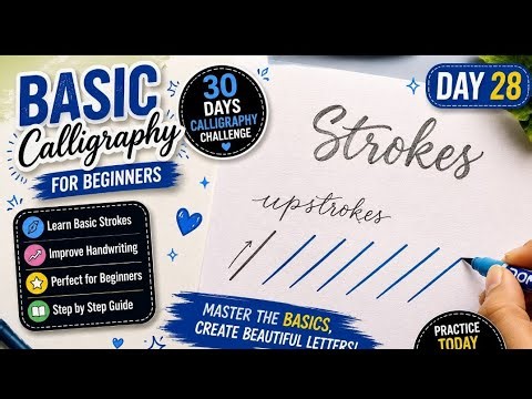 Day 28 | Basic Calligraphy Strokes ✍️ | Upstrokes Practice for Beginners