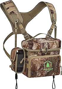 Binocular Harness Chest Pack with Rangefinder Pouch, Bino Harness with Rain Cover for Hunting